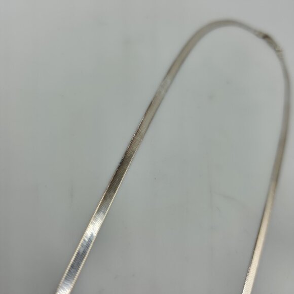 Italy 925 Sterling Silver Herringbone Chain 17” 3mm Lobster Clasp Necklace - Picture 3 of 11